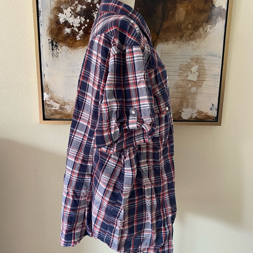 Ellos short sleeve plaid button down top size 3X 100% cotton- - Picture 3 of 7